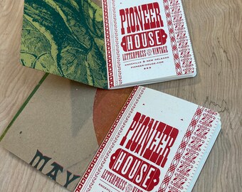 Two Letterpress NOTEBOOKS One of a Kind covers on this pair of mini journals, blank tune book, instrument case notes, dream diary handmade