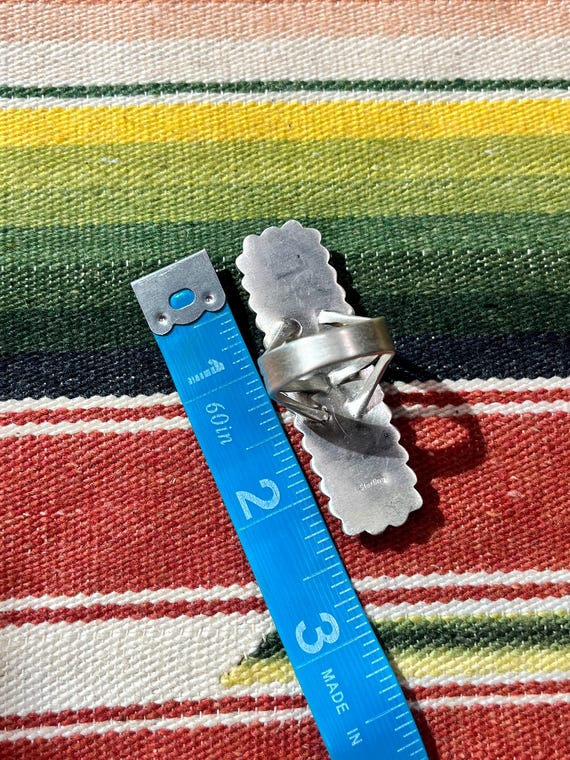 Rectangle STONE Shades of Blue RING Sterling Silv… - image 13