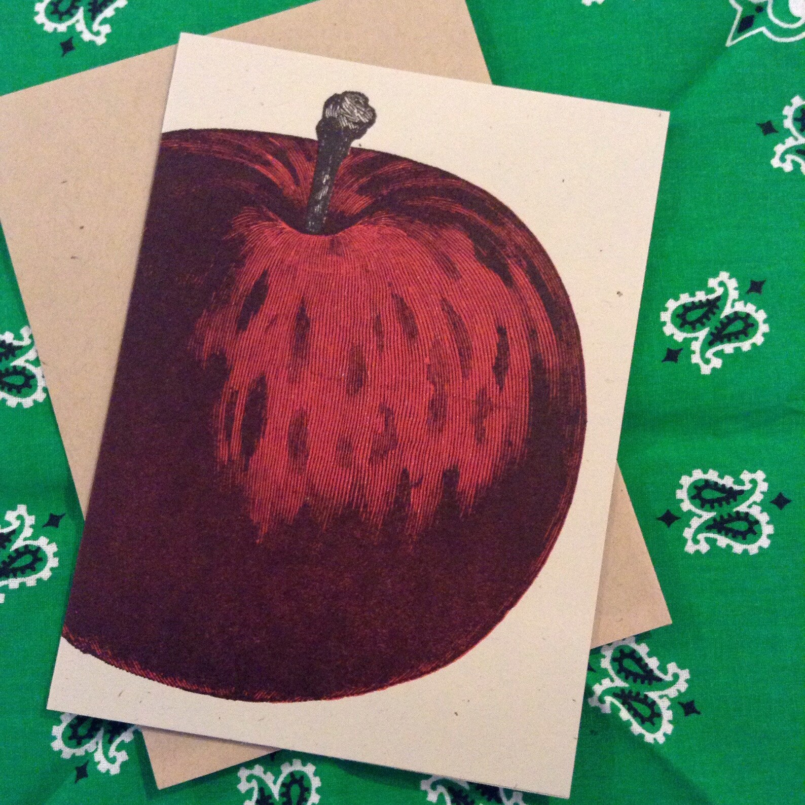APPLE GREETING CARDS Farmers Market Letterpress Cards Apple Etsy
