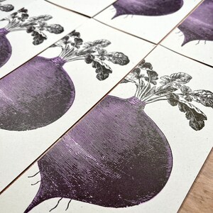 8 BEET GREETING CARDS Farmers Market hand printed Letterpress Card 10 size farmer's gift, garden, organic, root vegetables, food chef gifts image 4