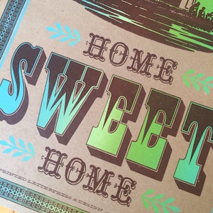 HOME SWEET HOME Poster, Hand Printed Letterpress Print, housewarming gift, wall art, travel trailer, Airstream, camper decor, hostess gift