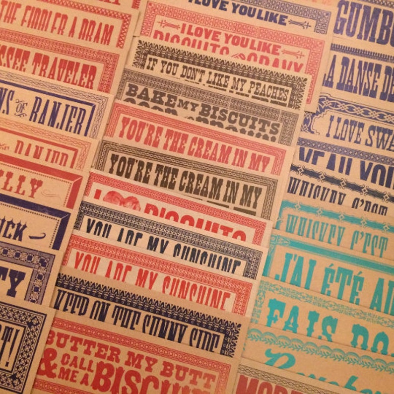 PICK FOUR giant letterpress POSTCARDS Discount Custom Order Etsy