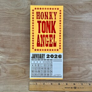 HONKY TONK Angel Mini 2026 CALENDAR Choose White or Orange Paper Hand Printed Letterpress country music star Loretta Lynn Dolly Parton Bild 9