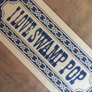 I LOVE SWAMP POP poster letterpress sign blue music instrument New Orleans Louisiana French Cajun kitchen decor gifts diner art print image 5