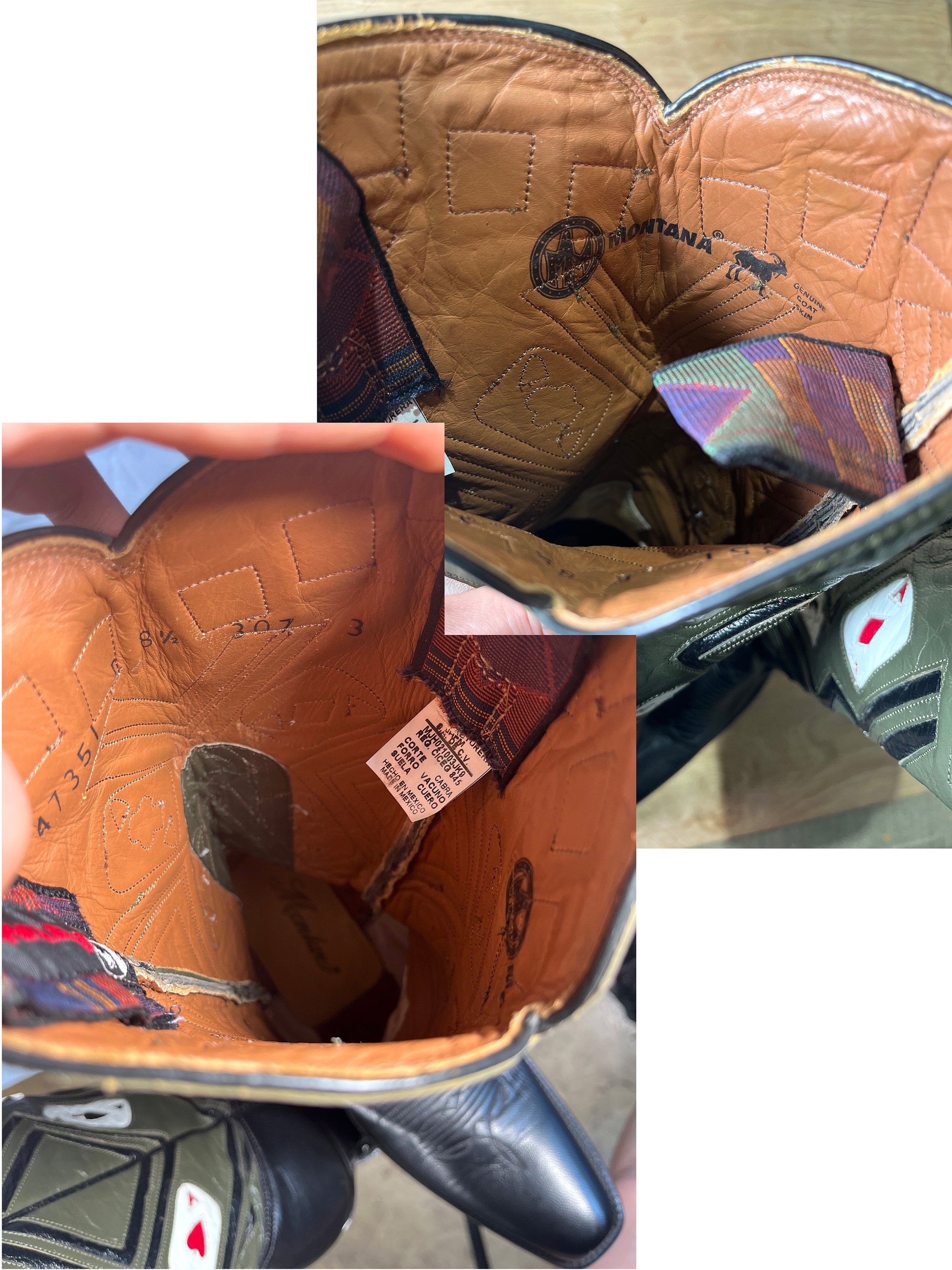 Four Aces COWBOY BOOTS Vintage MONTANA Size 8.5 Mens Black