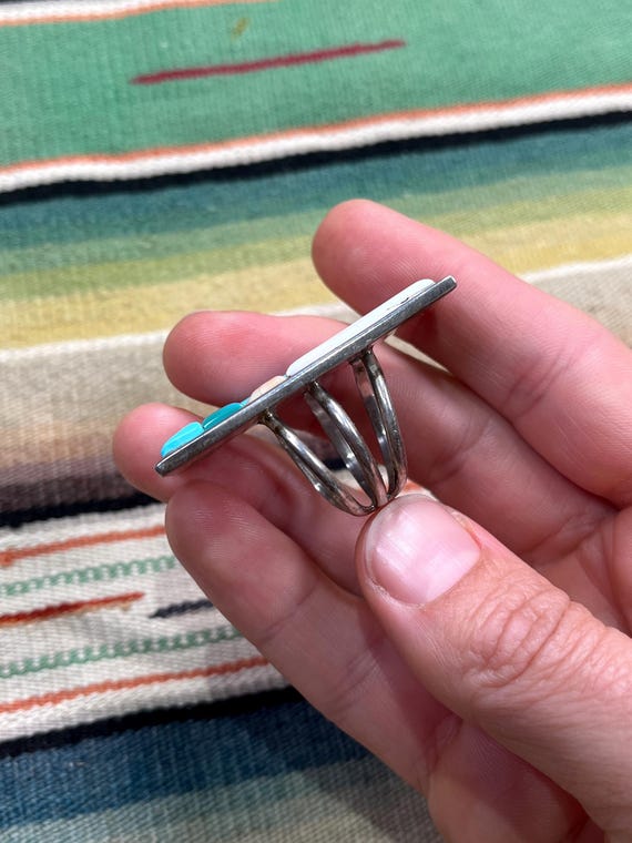 W. Begay RING, MULTI-STONE long rectangular desig… - image 5