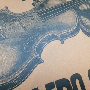 FIDDLERS CONVENTION poster Violin poster Old time music sign Letterpress poster Bluegrass poster Kentucky decor Rustic art Fiddle sign Music image 2