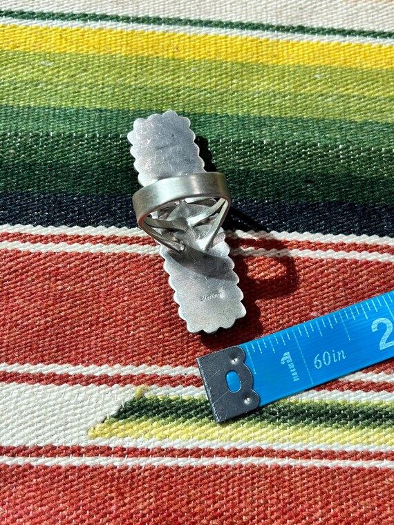 Rectangle STONE Shades of Blue RING Sterling Silv… - image 14