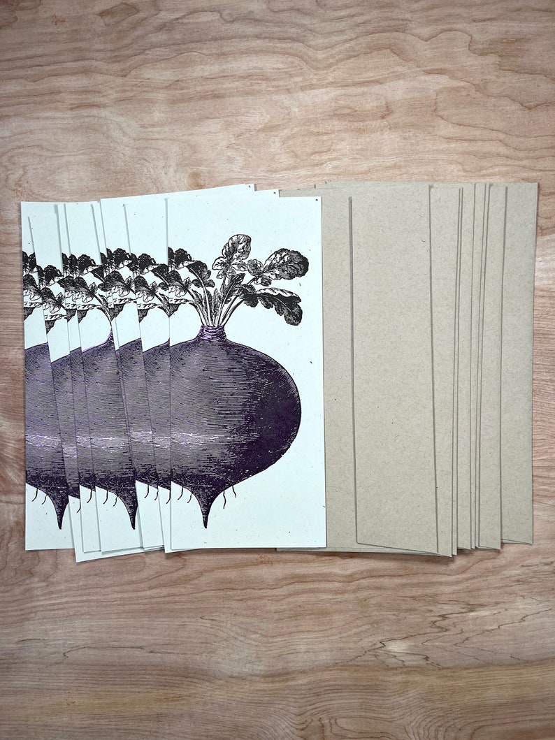 8 BEET GREETING CARDS Farmers Market hand printed Letterpress Card 10 size farmer's gift, garden, organic, root vegetables, food chef gifts image 3