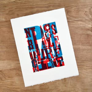No. 2 TYPOGRAPHY Art PRINT 8x10, Hand Printed Letterpress, graphic design gifts, fonts and letters, serif sans serif type, red blue fine art