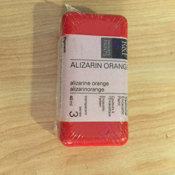 Alizarin orange ENCAUSTIC WAX PAINT, encaustic painting supplies, encaustic wax, beeswax, mixed media, R&F paint art