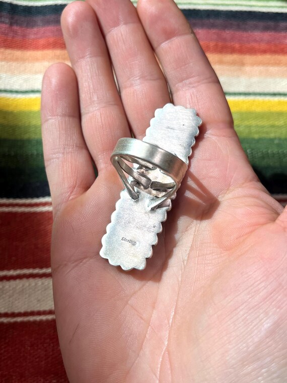 Rectangle STONE Shades of Blue RING Sterling Silv… - image 10