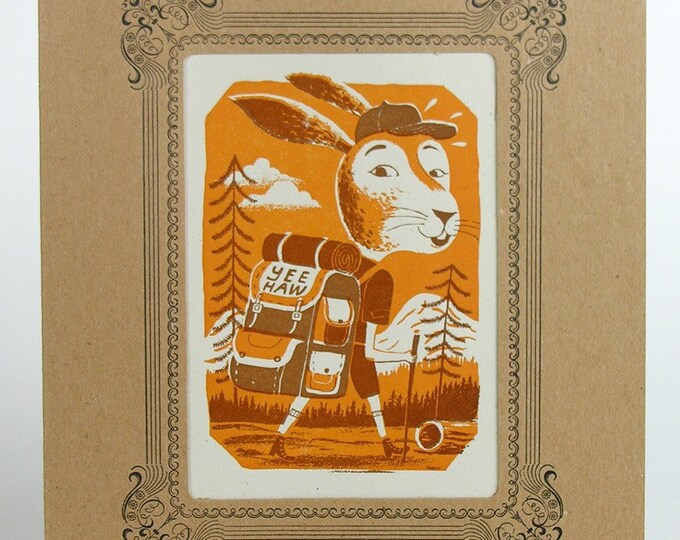 HIKING RABBIT Print Jr Ranger Letterpress in a Kraft - Etsy