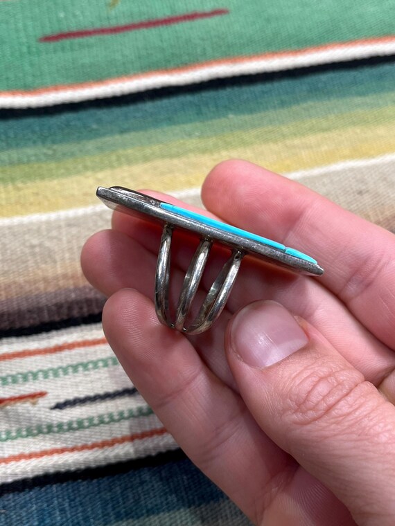 W. Begay RING, MULTI-STONE long rectangular desig… - image 6