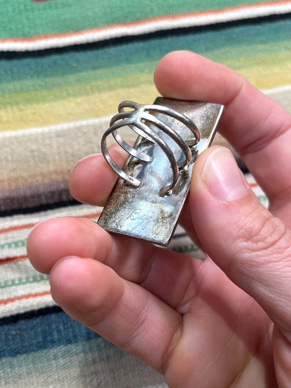 W. Begay RING, MULTI-STONE long rectangular desig… - image 9