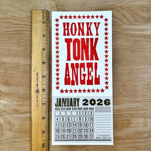 HONKY TONK Angel Mini 2026 CALENDAR Choose White or Orange Paper Hand Printed Letterpress country music star Loretta Lynn Dolly Parton Bild 8