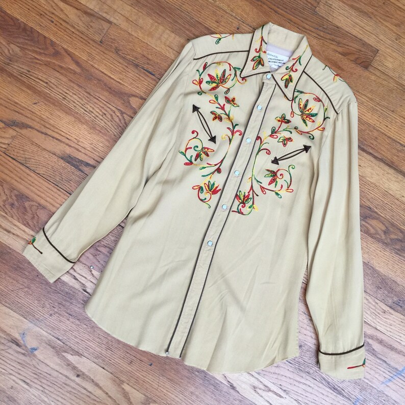 California Ranchwear Vintage Western Shirt Pale Yellow With - Etsy