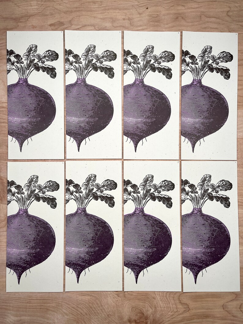 8 BEET GREETING CARDS Farmers Market hand printed Letterpress Card 10 size farmer's gift, garden, organic, root vegetables, food chef gifts image 2