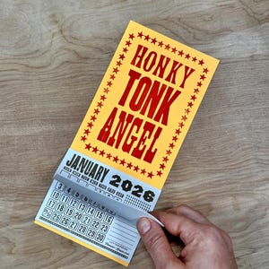 HONKY TONK Angel Mini 2026 CALENDAR Choose White or Orange Paper Hand Printed Letterpress country music star Loretta Lynn Dolly Parton Bild 7