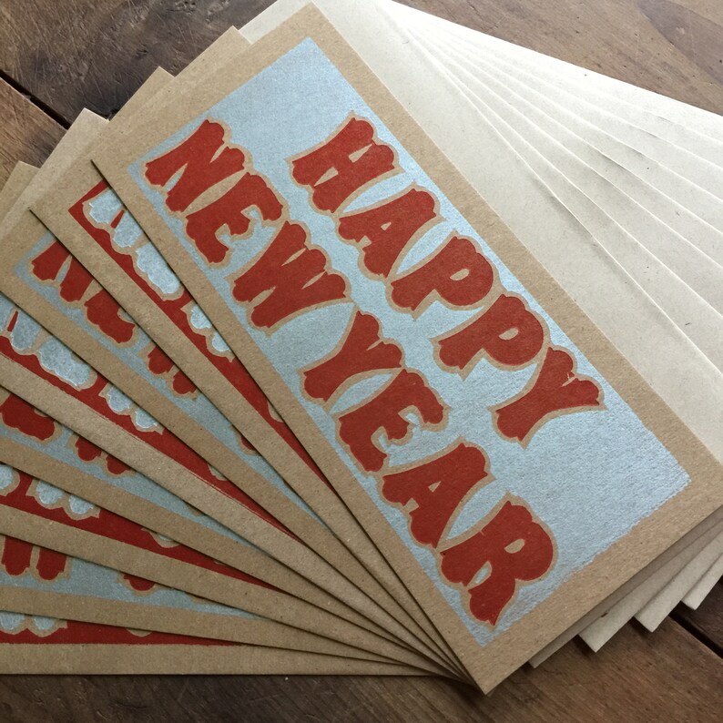 Year happy HAPPY NEW YEAR Letterpress Cards New Years cards Holiday | Etsy
