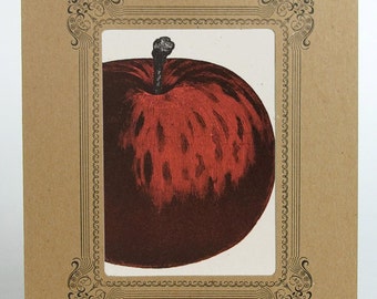 Red Apple Print in kraft 8x10 vignette letterpress