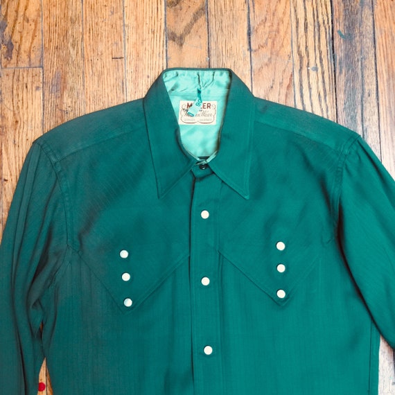 1950s VINTAGE WESTERN SHIRT, Green Miller Western Wea… Gem