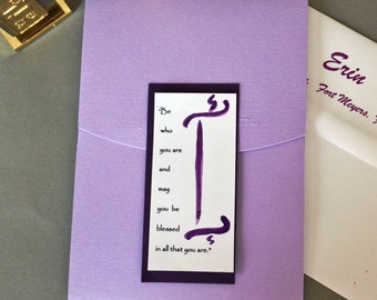 Hand Painted Torah Bar or Bat Mitzvah Pocket Invitation with Quote