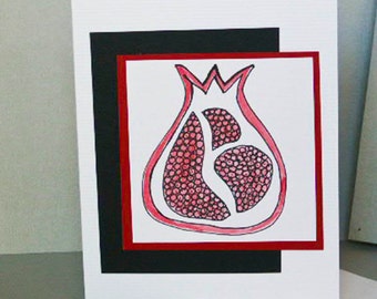 Handmade  Greeting Card with Pomegranate design