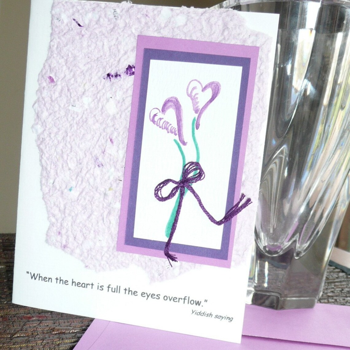 Sympathy Quote Card With Purple Heart Flowers - Etsy