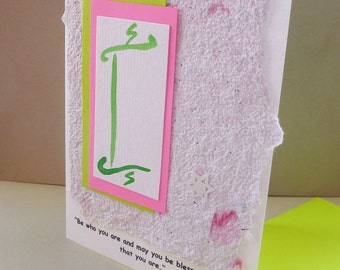 Handmade  Bat Mitzvah Card or Invitation with Torah motif and quote