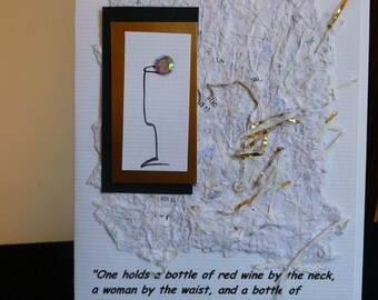 Handmade Greeting Card wtih Mark Twain Champagne  Quote