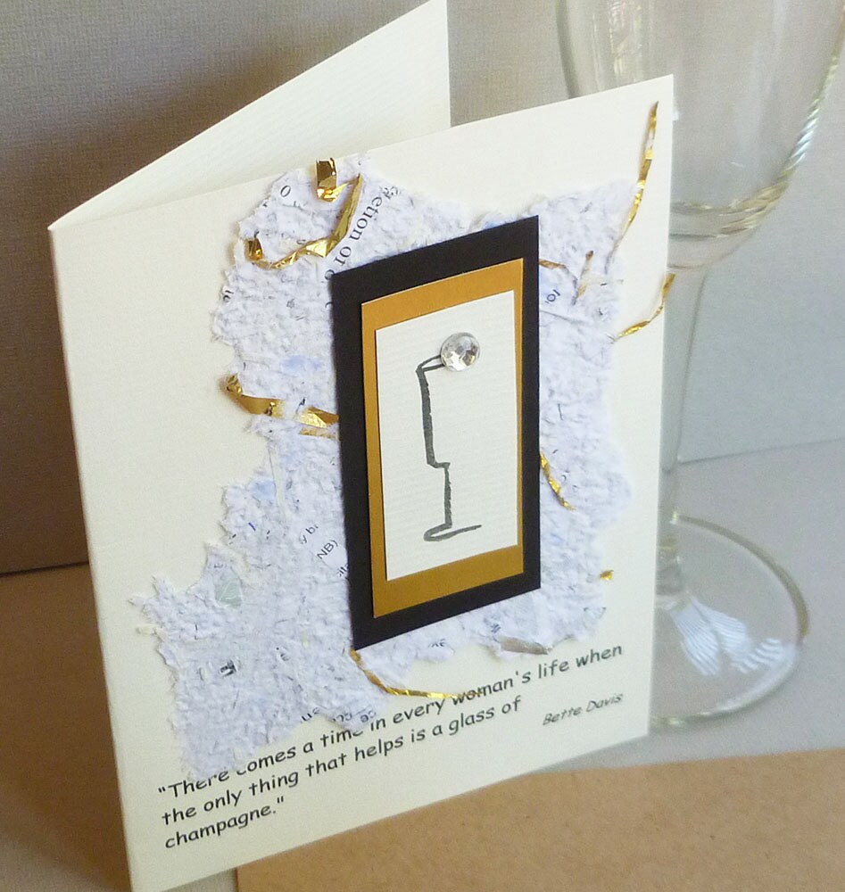 Handmade Greeting Card With Bette Davis Champagne Quote Etsy
