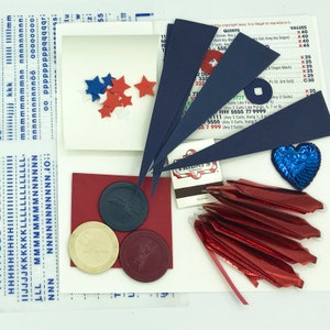 Vintage Red White and Blue Patriotic Ephemera Pack , Assorted papers and stamps can be used in junk journals, scrap-booking, mixed media image 2