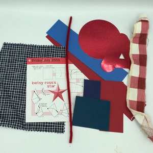 Vintage Red White and Blue Patriotic Ephemera Pack , Assorted papers and stamps can be used in junk journals, scrap-booking, mixed media image 6