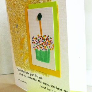 Handmade Birthday Card with Quote on Handmade Paper and Hand painted Cupcake Personalized image 4