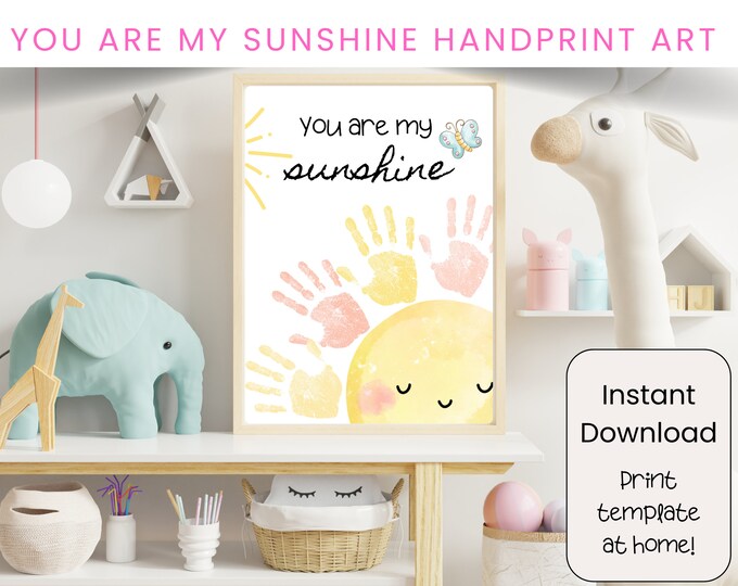 You Are My Sunshine Handprint Art Craft PDF, Sunshine Craft Template ...