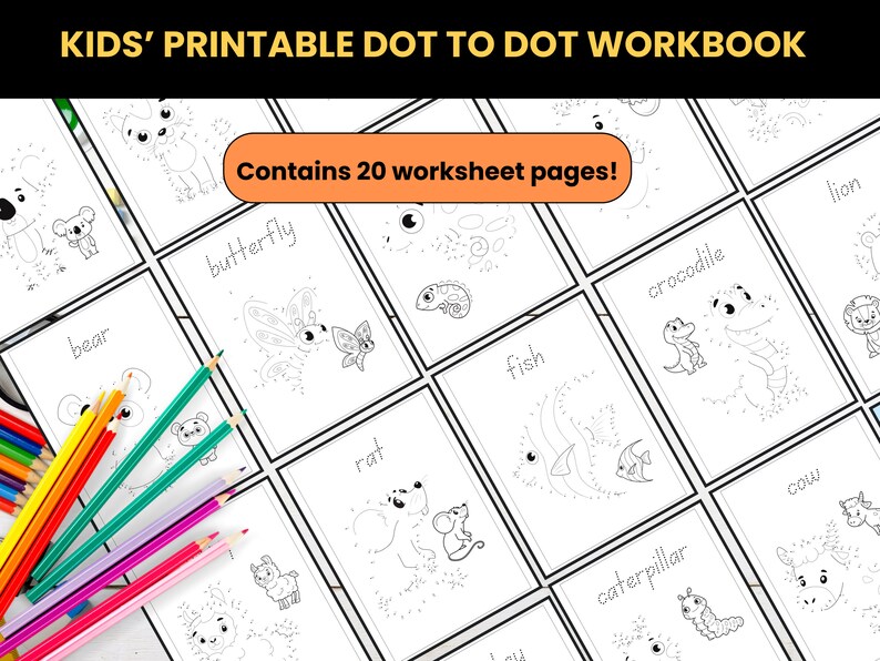 Printable Dot to Dot Number Book for Kids 20 Dot to Dot Activity ...