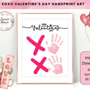 XOXO San Valentino Impronta della mano Arte / Fai da te Mano Bambini Scuola materna Asilo Attività di homeschooling / Ricordo stampabile / Decorazione da parete