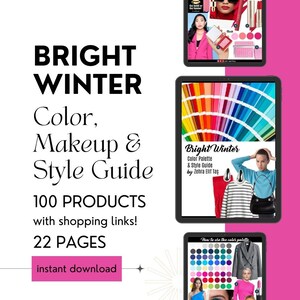 Paleta de colores brillantes para el invierno, paleta de maquillaje y guía de estilo para el análisis de colores de la temporada de invierno brillante por parte de un estilista personal *Descarga instantánea*