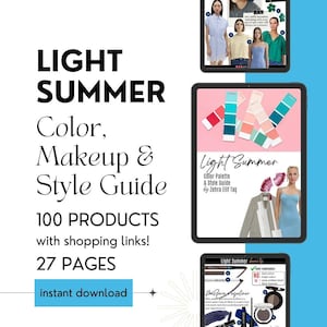 LIGHT SUMMER Color Palette, Makeup & Style Guide by Personal Stylist | 12 Seasons Color Analysis | Instant Download PDF