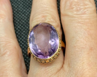 Antique Large Amethyst Gold Ring