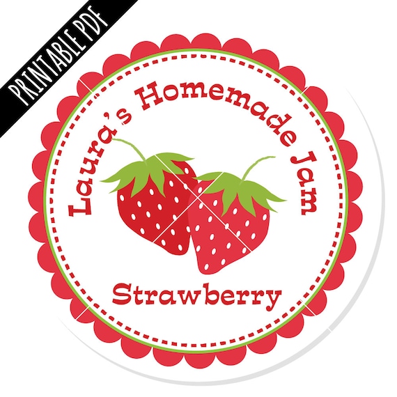 Items similar to Personalized Strawberry PDF Tags or Stickers - PRINTABLE FILE - Canning Labels ...
