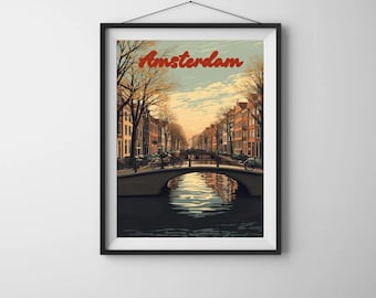 Amsterdam Wall Art Travel Poster Retro Tourism Print (XR2886) - Etsy