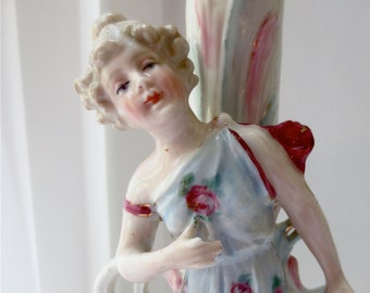 Victorian Porcelain Lamp - Lovely Lady - Woodland Muse Table Lamp - Lighting Accent