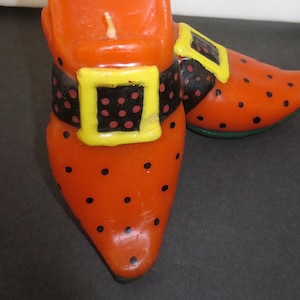 Witches Slipper Candles - Halloween or In Between Novelty Candles - Wax Shoes Lights  - Two Tiny Shoes Fro Your Favorite Occultist