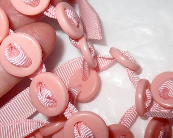 Pink Corset Buttons - Vintage Lingerie Fasteners - Pink 2  Hole Buttons - Sold in Batch of 10 Each