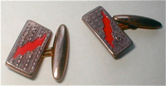 Red Bolt Cufflinks - Vintage 20s Gents Accessorie… - image 2