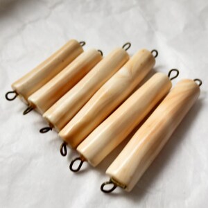 Natural Conch Shell Beads - Tubular with Wired End Loops - 6 Count