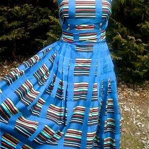 Pat Primo Summer Dress Strapless Box Pleated Full Skirt Cotton Twirl Dress image 1