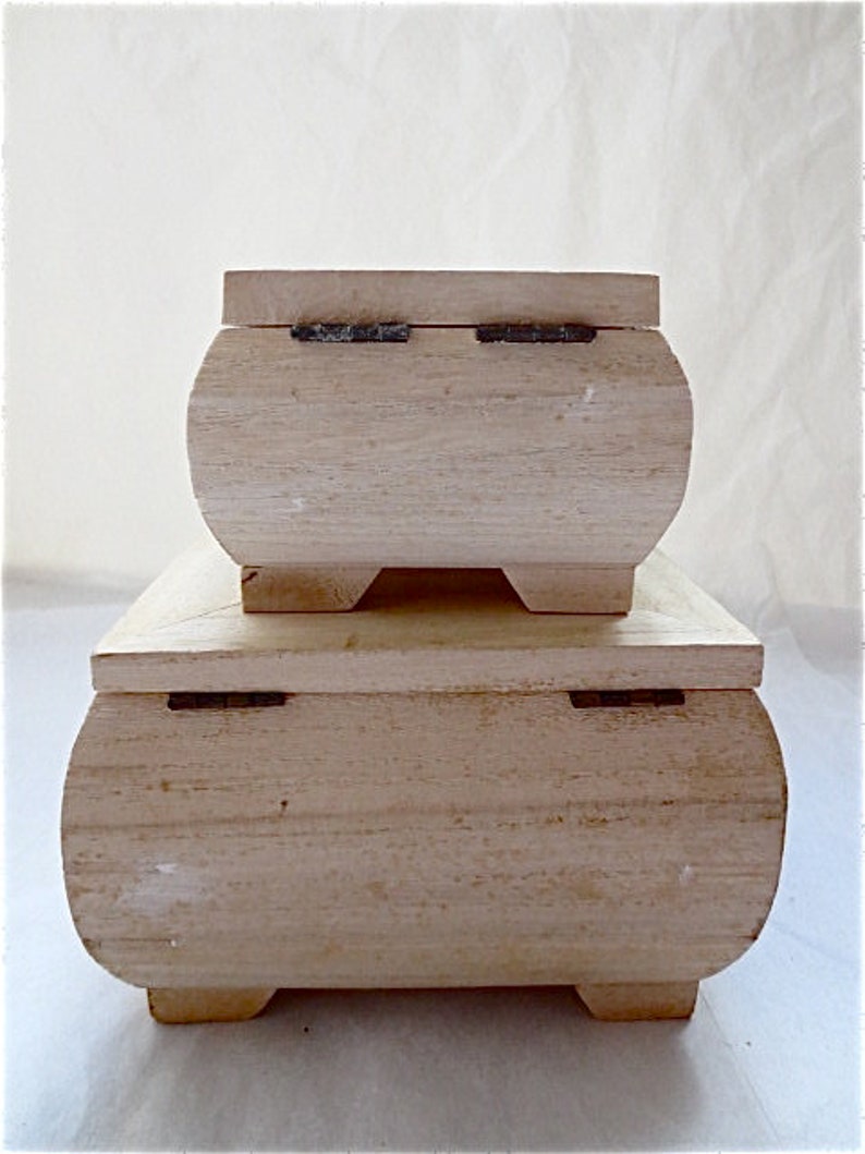 Natural Unfinished Wood Box Set of Two Nesting Boxes for Etsy
